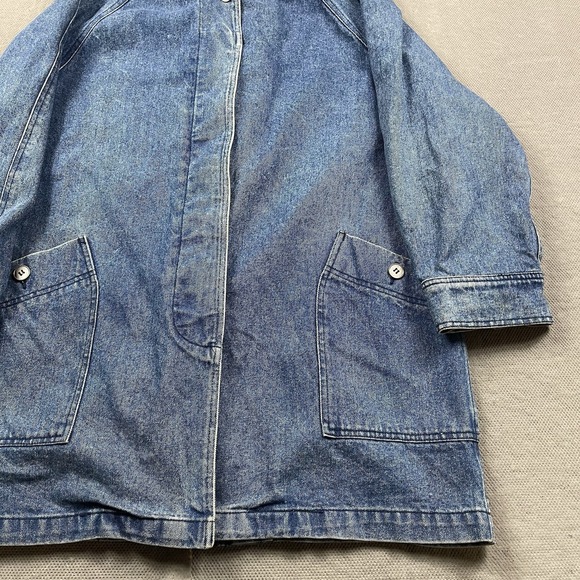 Vintage Eddie Bauer Jacket Womens Large Denim Coat Chore Barn Button Up - Picture 3 of 15